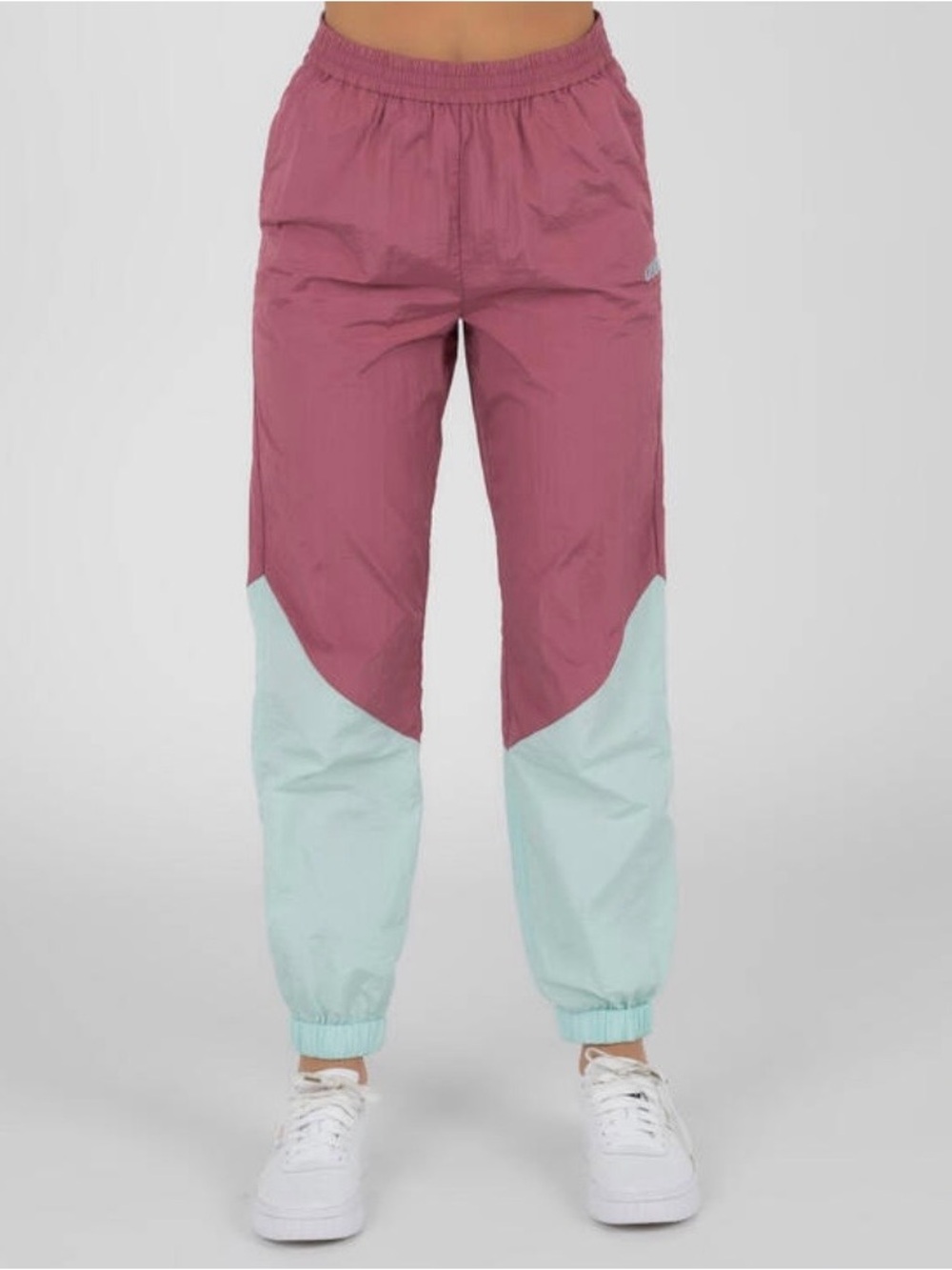 Guess Originals Retro Colorblock Windbreaker Track Pants Purple Mint Blue XS Y2K